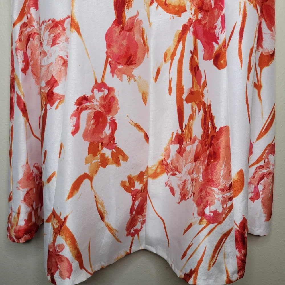 Tiana B. Floral Midi Dress - White and Orange - Picture 4 of 11